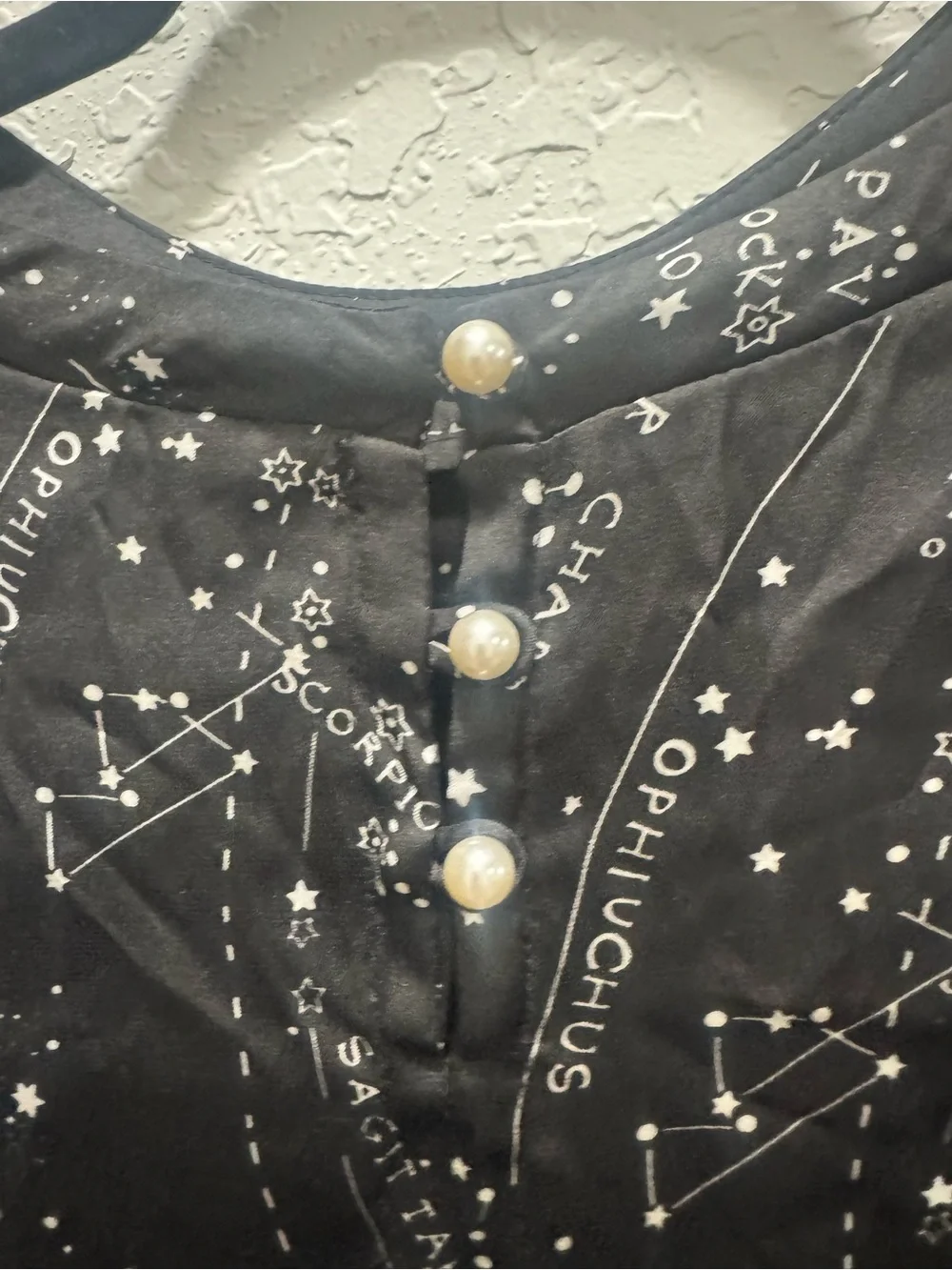 Zara Black Star Constellation Long-Sleeve Blouse